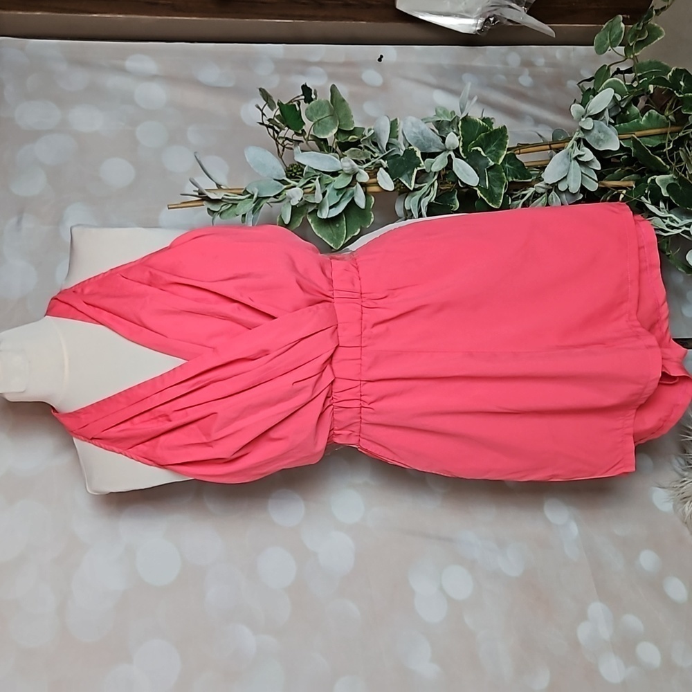 Coral Lightweight Halter Romper With Pockets